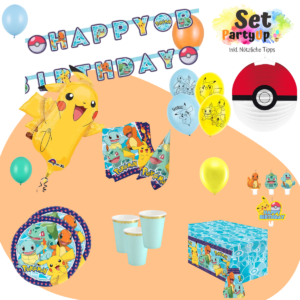 Unser Pokémon Geburtstag Party Deko Set enthält alles, was du brauchst, um deine Party in ein aufregendes Abenteuer zu verwandeln mit einem Folienballon.