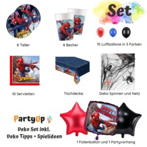Unser Spiderman Geburtstag Party Deko Set enthält alles, was du brauchst, um deine Party in ein aufregendes Abenteuer zu verwandeln mit einem Folienballon.