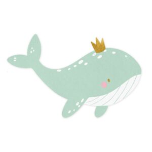 Diese "Wal mit Krone" Serviette genau das Richtige für dich, wenn du eine Taufe, den 1. Geburtstag oder einen anderen Kindergeburtstag planst.