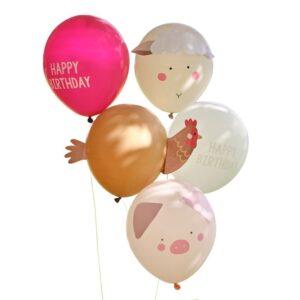 Sorge für eine tolle Atmosphäre auf Deiner Bauernhofparty mit dem Luftballon-Set! Drei Tiermotive zum basteln sind auch eine ideale Geburtstagsaktivität.