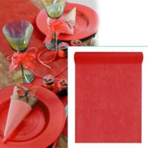 Leidenschaftlicher roter Tischläufer - Warme Akzente für deine Tischgestaltung! Langlebiges Vliesmaterial, 10 Meter lang, 30 cm breit.