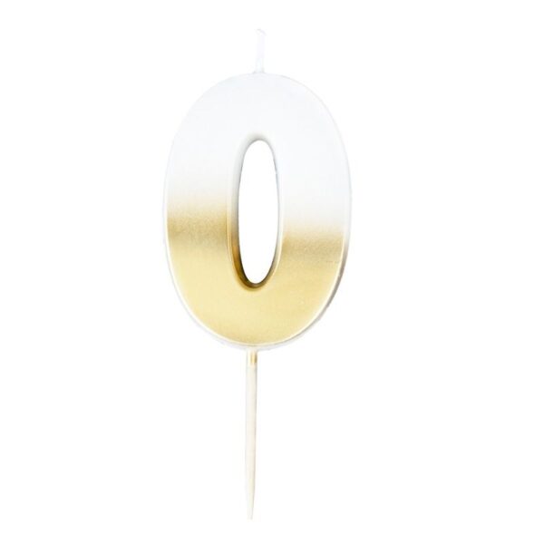 Funkelnde Zahlenkerze Zahl 0 Gold mit Verlauf - Perfekt für besondere Anlässe! Elegant gestaltet, hochwertiges Wachs, sorgt für festliche Stimmung.