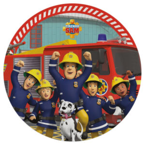 Teller Feuerwehrmann Sam und Crew - Perfekt für deine Feuerwehr-Party! Durchmesser: 23cm. Mit Feuerwehrmann Sam und seinen Freunden bedruckt.