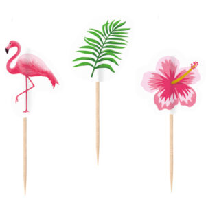 Verziere deine Party-Snacks mit den Picker Flamingo Party und erzeuge farbenfrohe Hingucker auf deiner Sommerparty. Inklusive Flamingo, Palmenblatt und Hibiskus-Motiven.