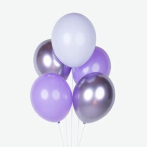 Verleihe deiner Party einen glänzenden und eleganten Touch mit unserem Luftballon Set Lila-Töne Glossy. 10 Ballons in den Farben Helllila, Lavendel und lila Chrome.
