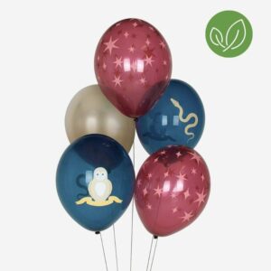 Verzaubere deine Party mit unserem 5-teiligen Zauberer Party Luftballon Set! Blau, Rot oder Gold. Eule, Schlange und Sterne. Jetzt bestellen und feiern!