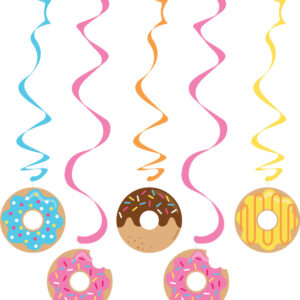Schaffe einen süssen Wirbel in deinem Partyhimmel mit unseren Hängedekoration Swirls Donut Party. Ideal für Donut-Mottopartys und Kindergeburtstage.