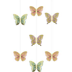 Verwandle deine Party mit dieser Hängedekoration in ein magisches Schmetterlinge Paradies! Entdecke die zauberhafte Hängedekoration mit 3D-Schmetterlingen.