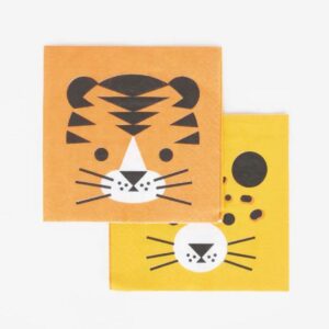 Feiere eine wilde und exotische Raubkatzen Party mit unserer Apéro Serviette! Aus FSC-Papier, umweltfreundlich und mit süssen Tiger-Gesicht.