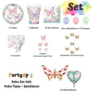 Verwandle deinen Geburtstag in eine zauberhafte Schmetterlingswelt mit unserem Schmetterlinge Geburtstag Party Deko Set. Jetzt entdecken!