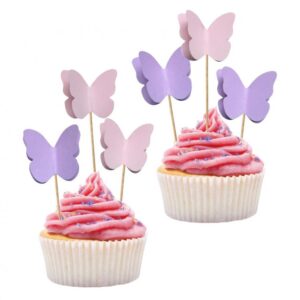 Verschönere deine Leckereien mit unseren Schmetterlings-Picker in Lila und Rosa. Ideal für Partys, die eine charmante und verspielte Note brauchen!