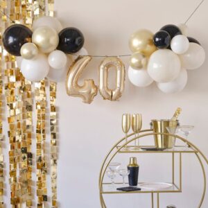 Feier den 40. Geburtstag stilvoll: Unser Ballon-Girlanden-Set bringt Glanz und Glamour für eine unvergessliche Party. Edel und Stilvoll.