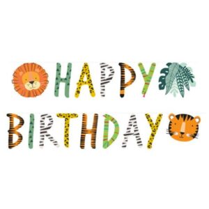 Dekoriere deine Party für einen wilden Kindergeburtstag mit der detailreichen Dschungelparty "Happy Birthday" Girlande! Ideal für alle Wilde Tiere Fans.