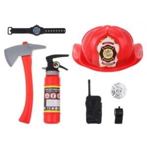 Werde zum Helden mit dem 7-teiligen Feuerwehrmann Kostüm-Set. Inklusive spritzfähigem Feuerlöscher und anpassbarem Helm. Ideal für Kinderpartys.