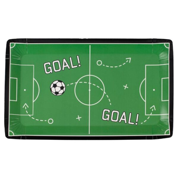 Erziele ein "Goal" mit dem Teller Fussballparty! Rechteckig, 18x30cm, mit Fussballfeld-Design. Ideal für jedes Fest, Mottoparty, Kindergeburtstag etc.!