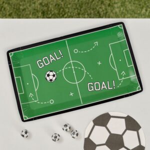 Erziele ein "Goal" mit dem Teller Fussballparty! Rechteckig, 18x30cm, mit Fussballfeld-Design. Ideal für jedes Fest, Mottoparty, Kindergeburtstag etc.!