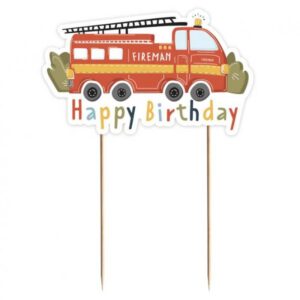 Entfache die Feier mit dem Kuchentopper Feuerwehr Party. Aus Papier und ideal für Feuerwehr-Geburtstage. Einfaches dekorieren der Torte oder des Kuchens.
