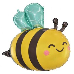 Süsse Biene Folienballon (50x54cm): Perfektes Highlight für Bienenpartys und Kindergeburtstage, nachfüllbar und mehrfach verwendbar!