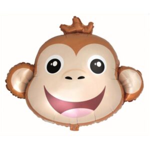 Entdecke den lächelnden Affenkopf Folienballon! Ideal für Dschungelpartys oder Kindergeburtstage. Einfache Handhabung und mehrfach verwendbar.