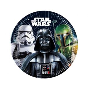 Erlebe ein galaktisches Abenteuer mit diesem Star Wars Teller. Perfekt für Snacks, mit ikonischem Design featuring Darth Vader und Co. Durchmesser 19,5 cm.