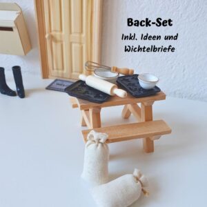 Das Mini Back-Set für die Wichteltüre ist mehr als nur Zubehör. Es enthält alles für eine magische Backstube – inklusive Aufgaben und Wichtelbriefen.