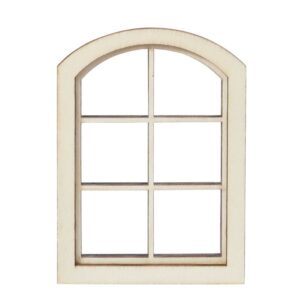 Mini Holzfenster mit Rundbogen und Sprossen für dein Wichtelhaus oder Wichteltüre. Flexibel einsetzbar für grössere Wichteltüren oder selbstgebaute Wände.