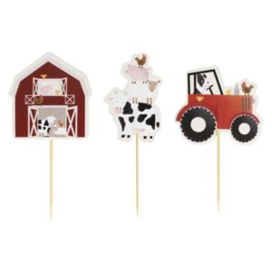 Verleihe Muffins mit den "Bauernhofparty Muffin Toppers" Bauernhof-Flair! Ideal für Kindergeburtstage und kleine Traktor-Fans.
