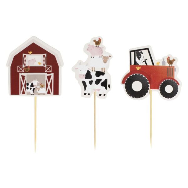 Verleihe Muffins mit den "Bauernhofparty Muffin Toppers" Bauernhof-Flair! Ideal für Kindergeburtstage und kleine Traktor-Fans.
