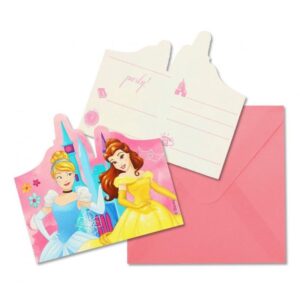 Lade mit Stil zur Geburtstagsparty ein: Disney Prinzessinnen Einladungskarten mit Umschlag – perfekt für ein königliches Fest und unvergessliche Erinnerungen.