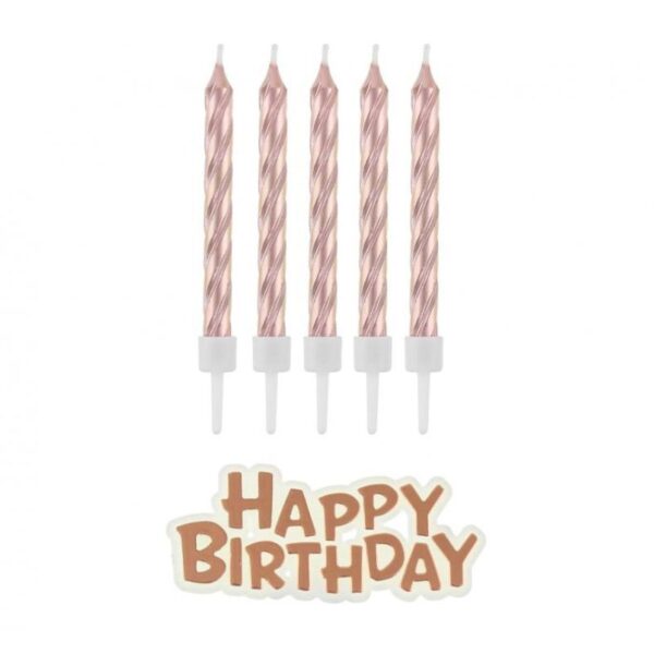 Mache deine Feier unvergesslich mit unseren Geburtstagskerzen und dem Schriftzug in Rosegold – perfekt für einen Hauch von Glanz!