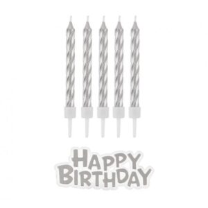 Feiere mit Stil: Unsere silbernen Geburtstagskerzen und dem Schriftzug Happy Birthday verleihen deiner Torte einen unvergesslichen Glanz!