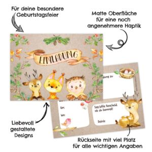 Mit den 'Waldtiere' Einladungskarten in Deutsch startet jede Feier schon beim Auspacken – liebevoll, praktisch und genau in deiner Menge.