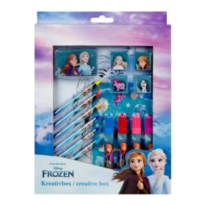Entdecke die Frozen Kreativbox für Kinder – mit Stempeln, Fasermalern, Postern, Stickern und mehr. Perfekt für kreative Aktivitäten.