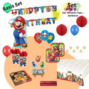 Feiere eine epische Geburtstagsparty mit unserem PartyUp Super Mario Geburtstag Party Deko Set – mit allem für einen unvergesslichen Feier!