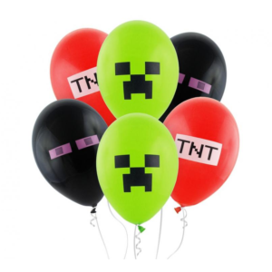 Schmücke deine Feier mit unserem 6er-Set an pixeligen Luftballons – Blöcke Luftballon-Set perfekt für Fans von Blockspielen und bunten Partys!