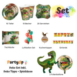Feiere eine dinotastische Party mit unserem PartyUp Dinosaurier T-Rex Deko Set! Hiermit wird dein Kindergeburtstag zum prähistorischen Abenteuer.