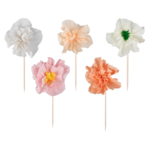 Verziere deine Muffins und Cupcakes mit unseren Seidenpapier-Blumen Toppers – in Rosa, Pfirsich, Gelb und Weiss. Set mit 12 Stück, ideal für jede Party.