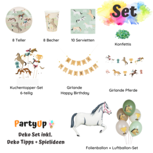 Feier mit Stil! Entdecke unser Pferde Rössli Geburtstag Party Deko Set – perfekt für kleine Reiter und Pferdefans. Unvergessliche Momente garantiert!