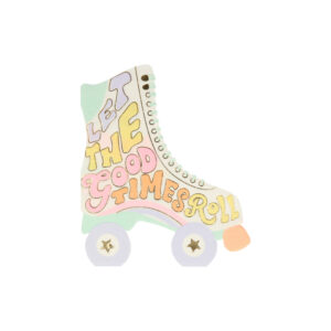 Retro Roller Skate Servietten von Meri Meri, 16 Stk., 2-lagig, 13,5 x 16 cm (ausgebreitet 27 x 32 cm). Perfekt für 70s, 80s, 90s und Hippie-Partys!