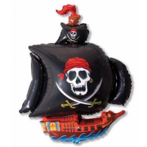 Piratenschiff Folienballon, 100 cm – Grosses Piratenschiff als Folienballon, perfekt für Piratenpartys und Geburtstage. Helium geeignet.